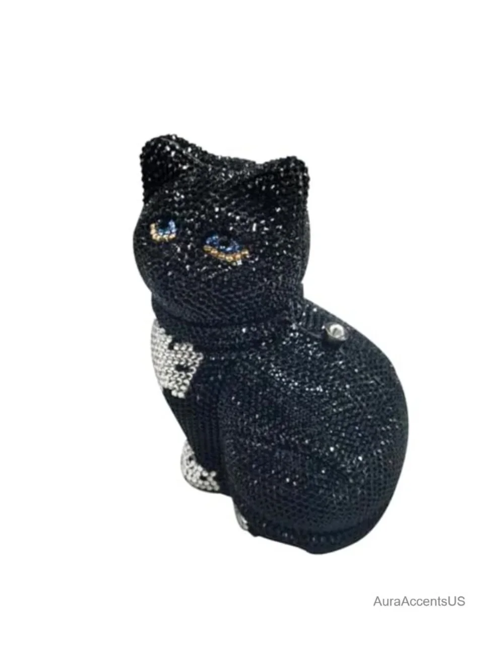 Mini Puppy Rhinestone Clutch Purse with Chain Strap. Press Clasp Closure. Faux